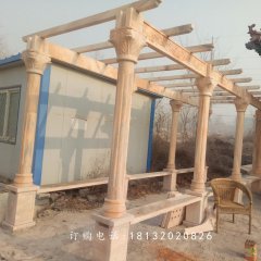 長(zhǎng)廊石雕，晚霞紅長(zhǎng)廊雕塑