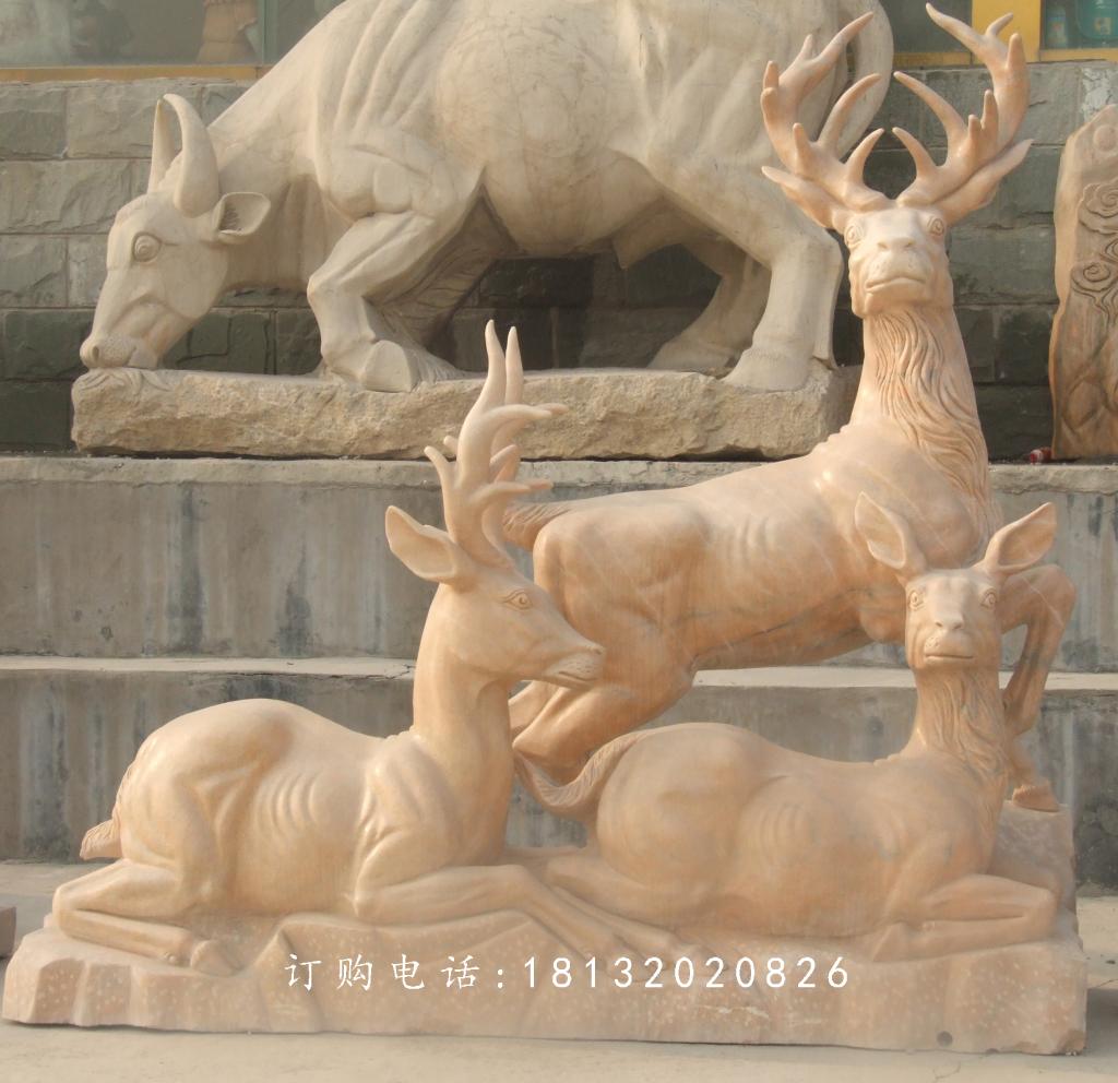 石雕羊，晚霞紅三羊開(kāi)泰石雕1