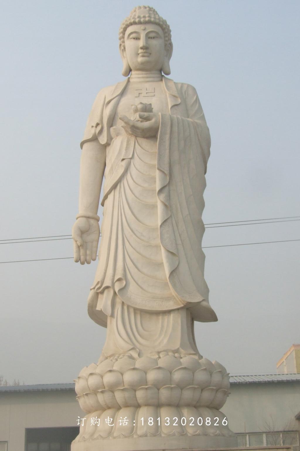 如來佛石雕，漢白玉立式如來佛石雕1