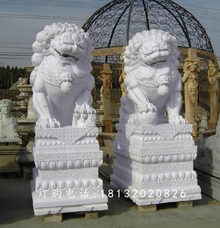漢白玉獅子石雕，門口獅子雕塑