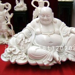 大肚佛石雕，漢白玉彌勒佛雕塑