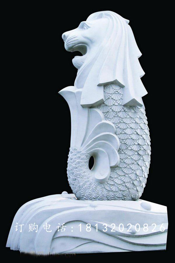 魚(yú)尾獅石雕，公園景觀石雕