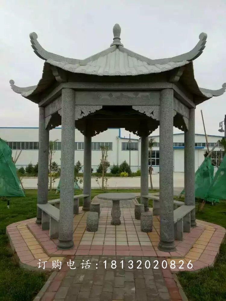 青石涼亭，公園涼亭石雕