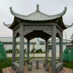 青石涼亭，公園涼亭石雕