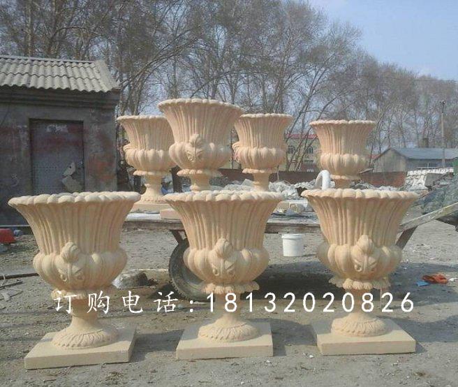 玻璃鋼仿砂巖花盆，玻璃鋼花盆雕塑