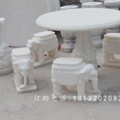 漢白玉石象桌象凳，象桌象凳雕塑