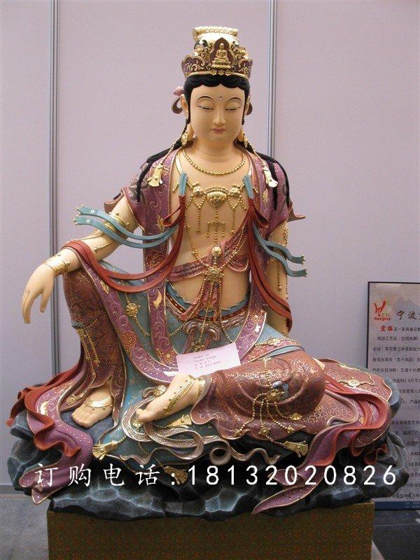 玻璃鋼觀音雕塑，坐式觀音菩薩玻璃鋼雕塑
