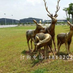 梅花鹿銅雕，園林景觀銅雕，公園動(dòng)物銅雕