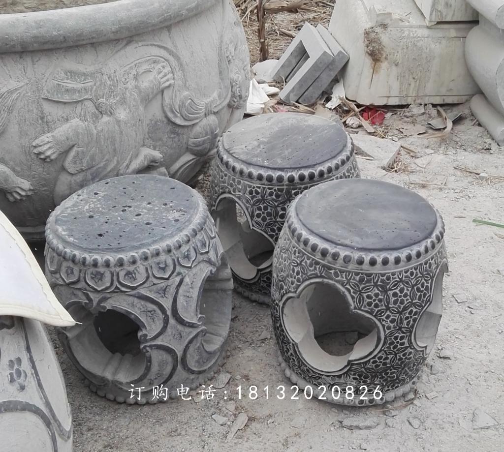 仿古石桌石凳，鼓式桌凳石雕 (2)