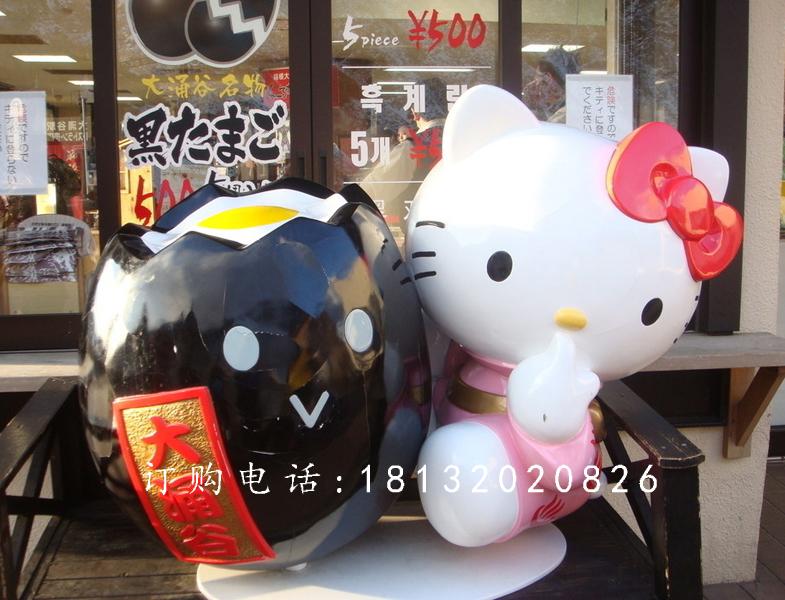 玻璃鋼kitty貓雕塑，卡通玻璃鋼雕塑