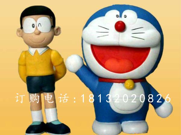 玻璃鋼大雄與多啦a夢雕塑，卡通人物雕塑