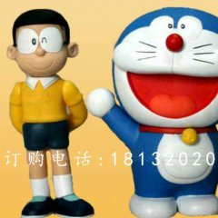 玻璃鋼大雄與多啦a夢雕塑，卡通人物雕塑