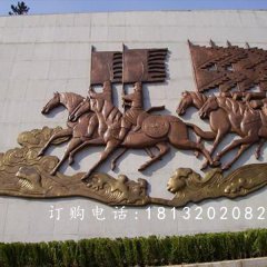 鍛銅浮雕，古代人物騎馬銅浮雕