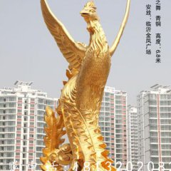 鳳之舞銅雕，鎏金銅鳳凰雕塑