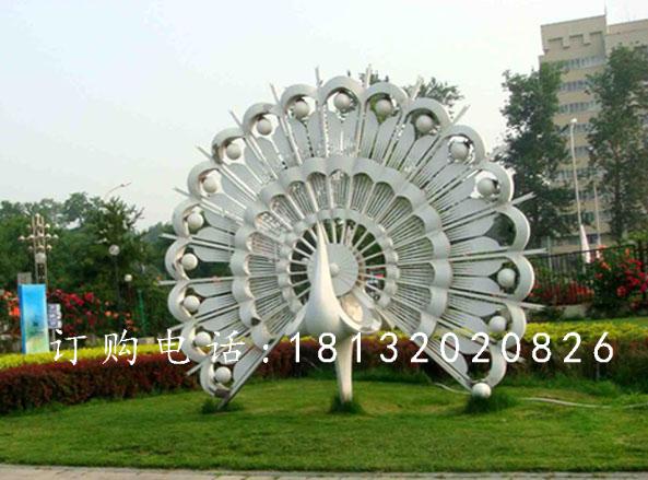 不銹鋼孔雀雕塑，公園抽象孔雀雕塑