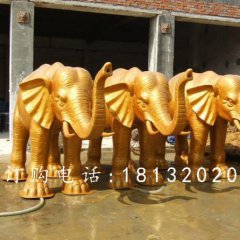 玻璃鋼大象雕塑，仿銅大象雕塑