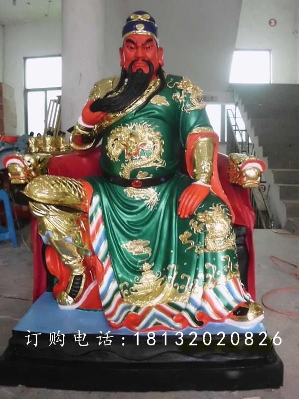 玻璃鋼關(guān)公雕塑，彩繪關(guān)公雕塑