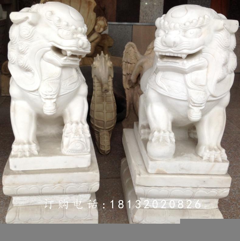 小獅子石雕，漢白玉獅子雕塑