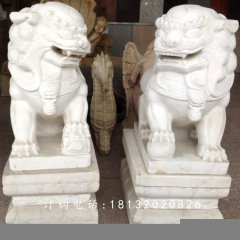 小獅子石雕，漢白玉獅子雕塑