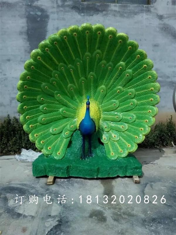 玻璃鋼孔雀開(kāi)屏雕塑，玻璃鋼動(dòng)物雕塑
