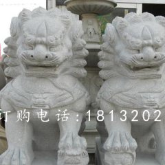 獅子滾繡球石雕，大理石獅子雕塑