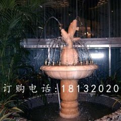 晚霞紅噴泉石雕，石雕魚(yú)噴泉