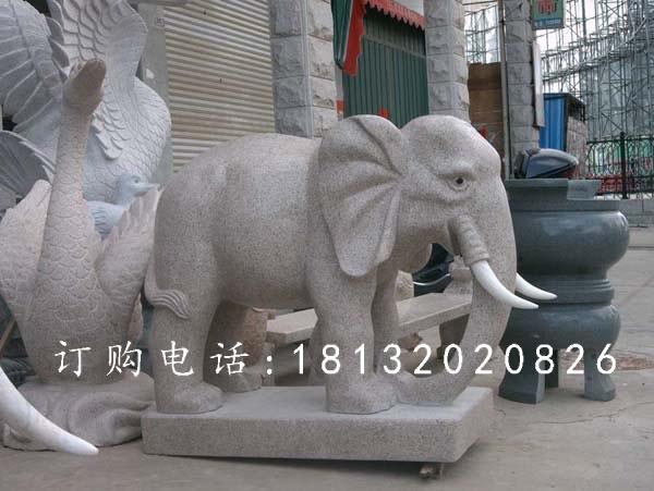 大理石小象，公園動物石雕