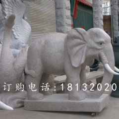 大理石小象，公園動(dòng)物石雕