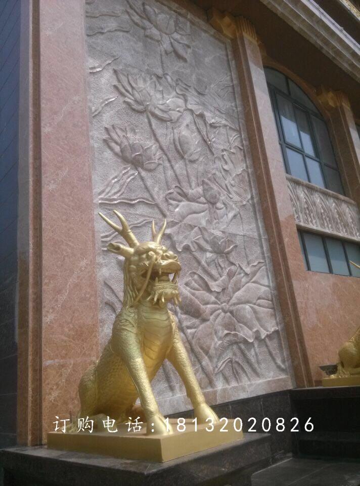 銅麒麟雕塑，鎏金銅麒麟雕塑