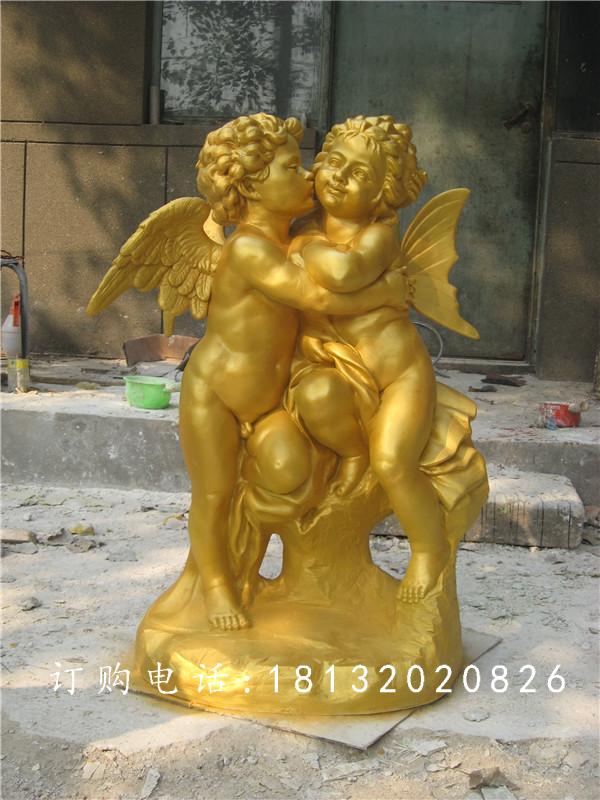 玻璃鋼小天使雕塑，玻璃鋼西方人物雕塑