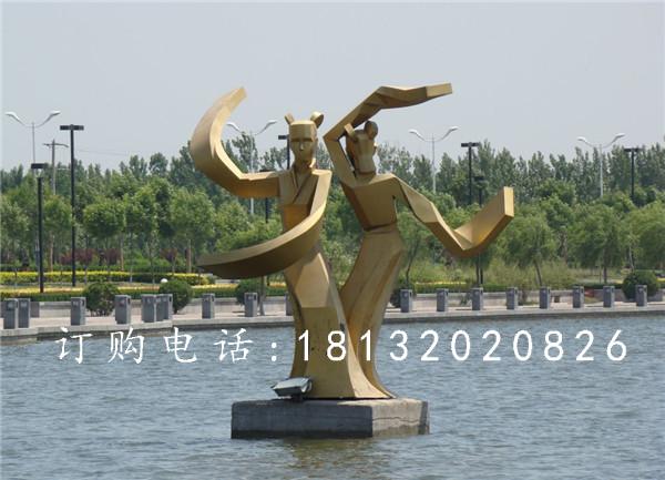 不銹鋼古代美女雕塑，抽象人物雕塑