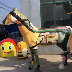 玻璃鋼彩繪馬雕塑，玻璃鋼動物雕塑
