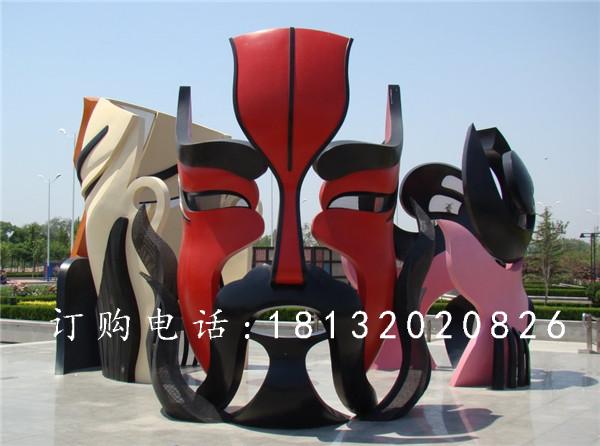 玻璃鋼臉譜雕塑，廣場(chǎng)玻璃鋼雕塑