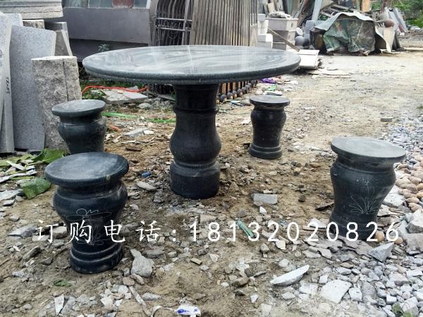 黑色石桌椅，公園桌椅石雕