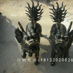 麒麟銅雕，小型青銅麒麟