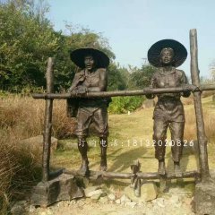 干農(nóng)活人物雕塑，公園人物銅雕