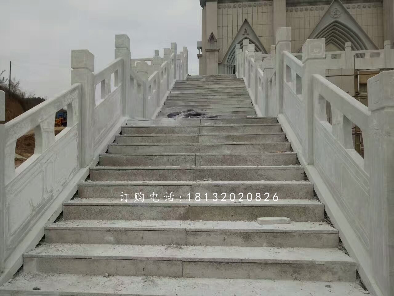 教堂石欄板雕塑，漢白玉欄板石雕 (2)