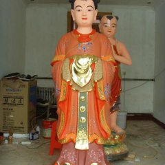 玻璃鋼龍女雕塑，貼金彩繪龍女雕塑