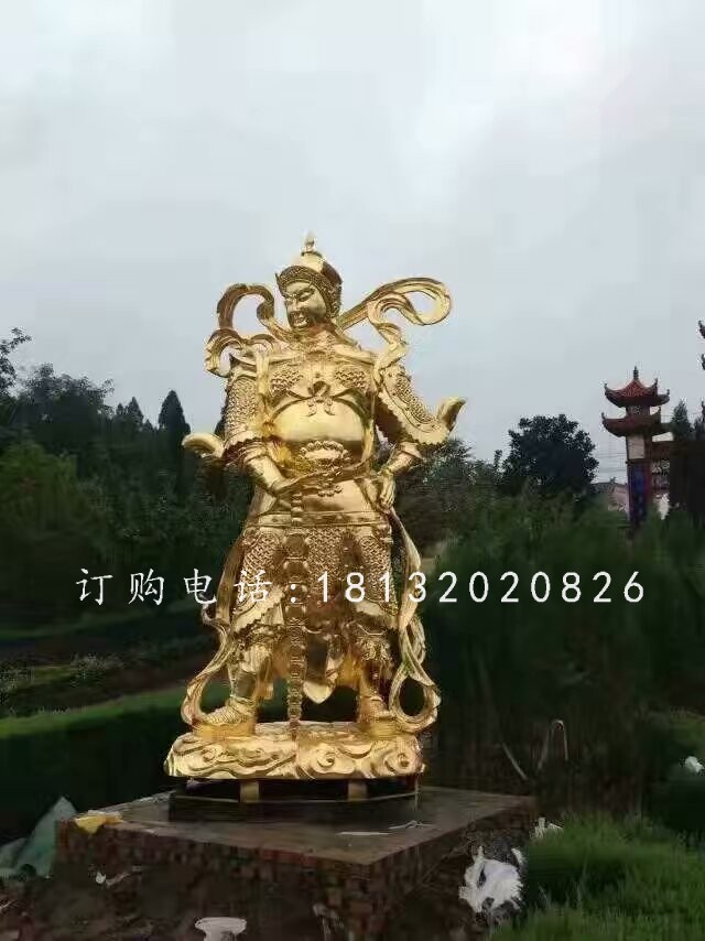 韋陀銅雕，貼金菩薩雕塑