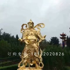 韋陀銅雕，貼金菩薩雕塑