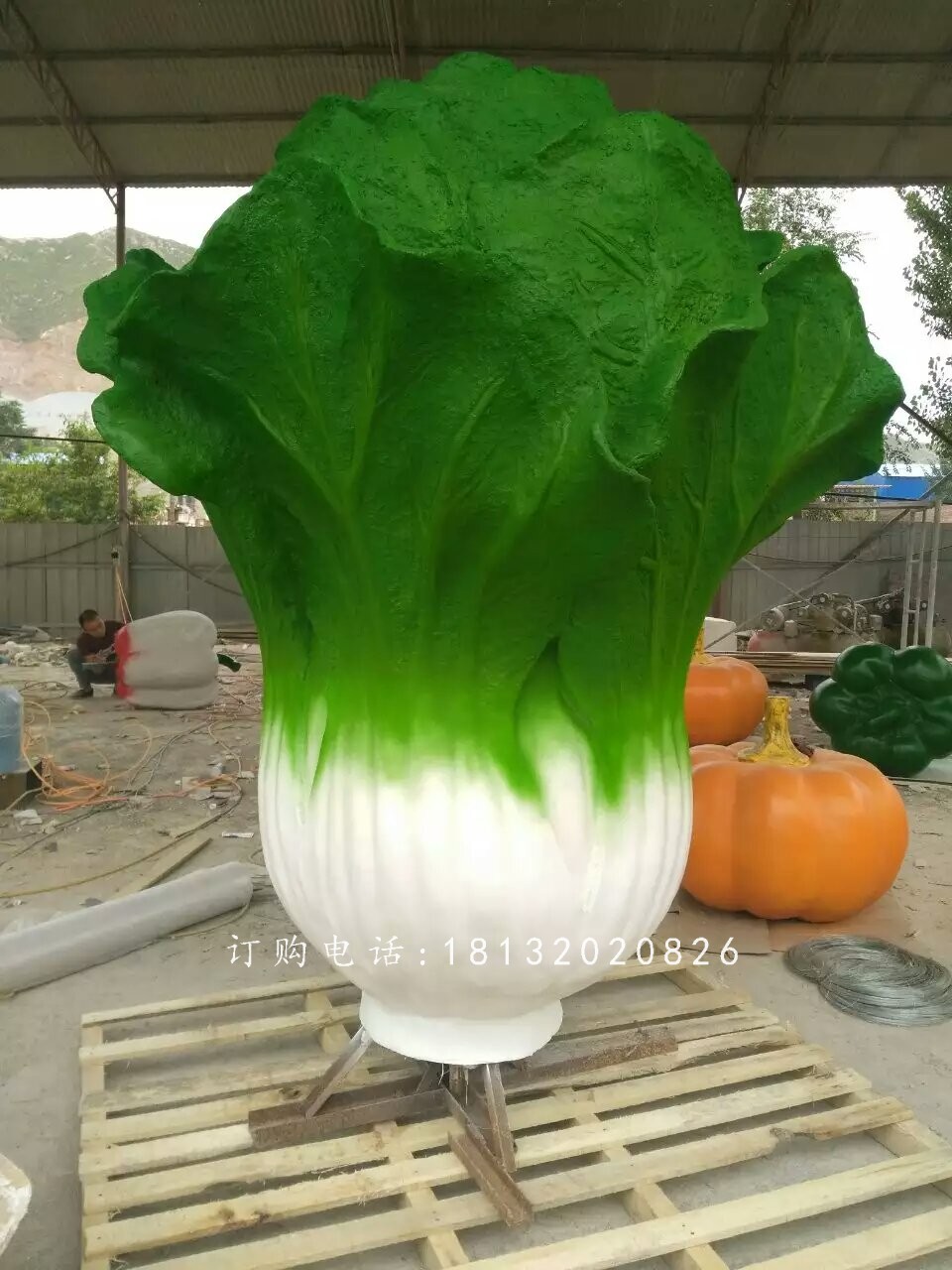 玻璃鋼蔬菜雕塑，仿真大白菜