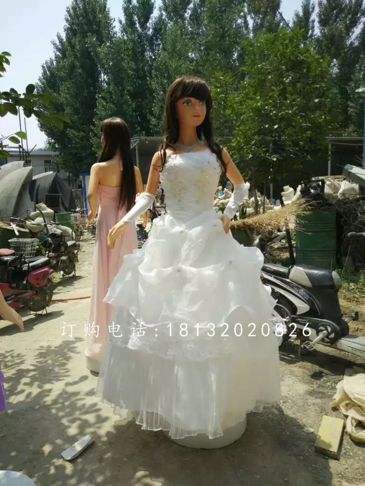 穿婚紗女孩雕塑，玻璃鋼人物雕塑
