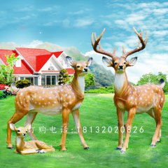 梅花小鹿雕塑，公園玻璃鋼動(dòng)物雕塑