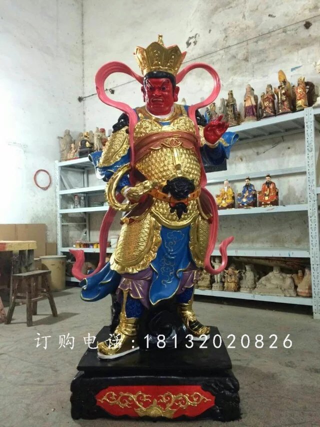 四大天王雕塑，玻璃鋼彩繪雕塑 (2)