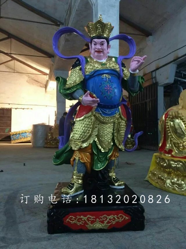 四大天王雕塑，玻璃鋼彩繪雕塑 (3)