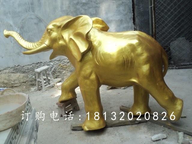 玻璃鋼仿銅大象雕塑，廣場(chǎng)動(dòng)物雕塑 (1)