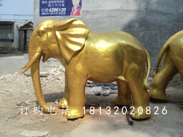 玻璃鋼仿銅大象雕塑，廣場(chǎng)動(dòng)物雕塑 (2)