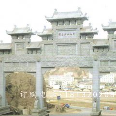 大型石牌樓，廣場(chǎng)三門牌坊石雕