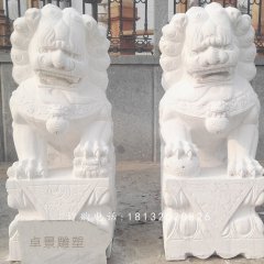 漢白玉獅子石雕，門口獅子石雕
