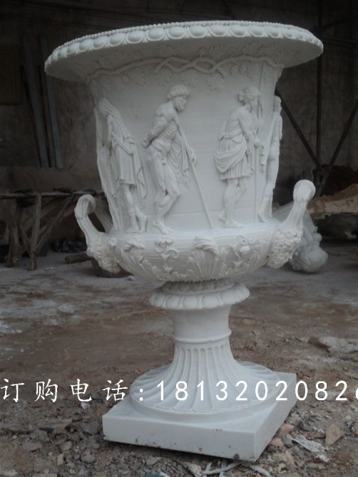 歐式花缽雕塑，玻璃鋼花盆雕塑